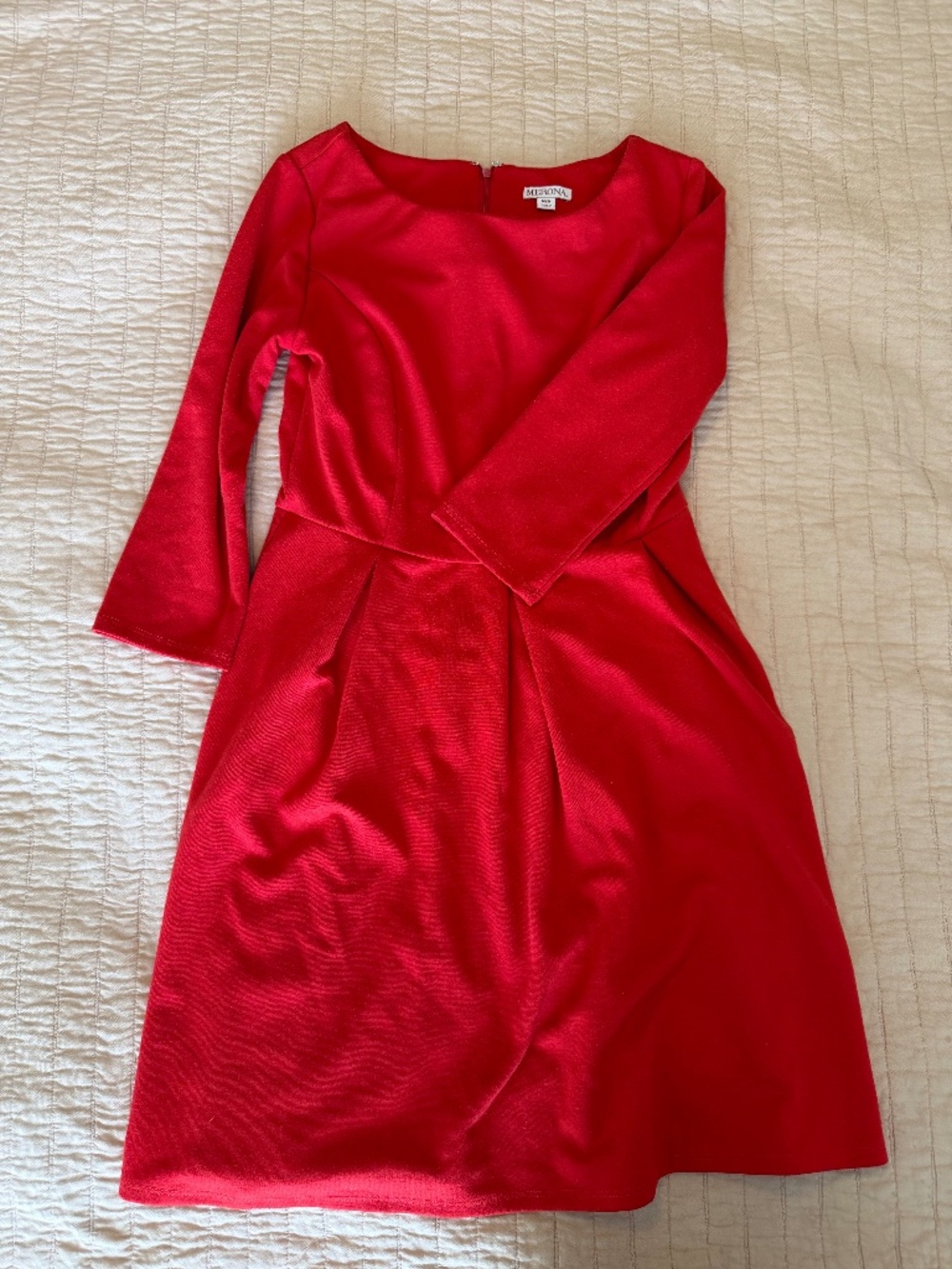 Red Fit & Flare Pleated Dress